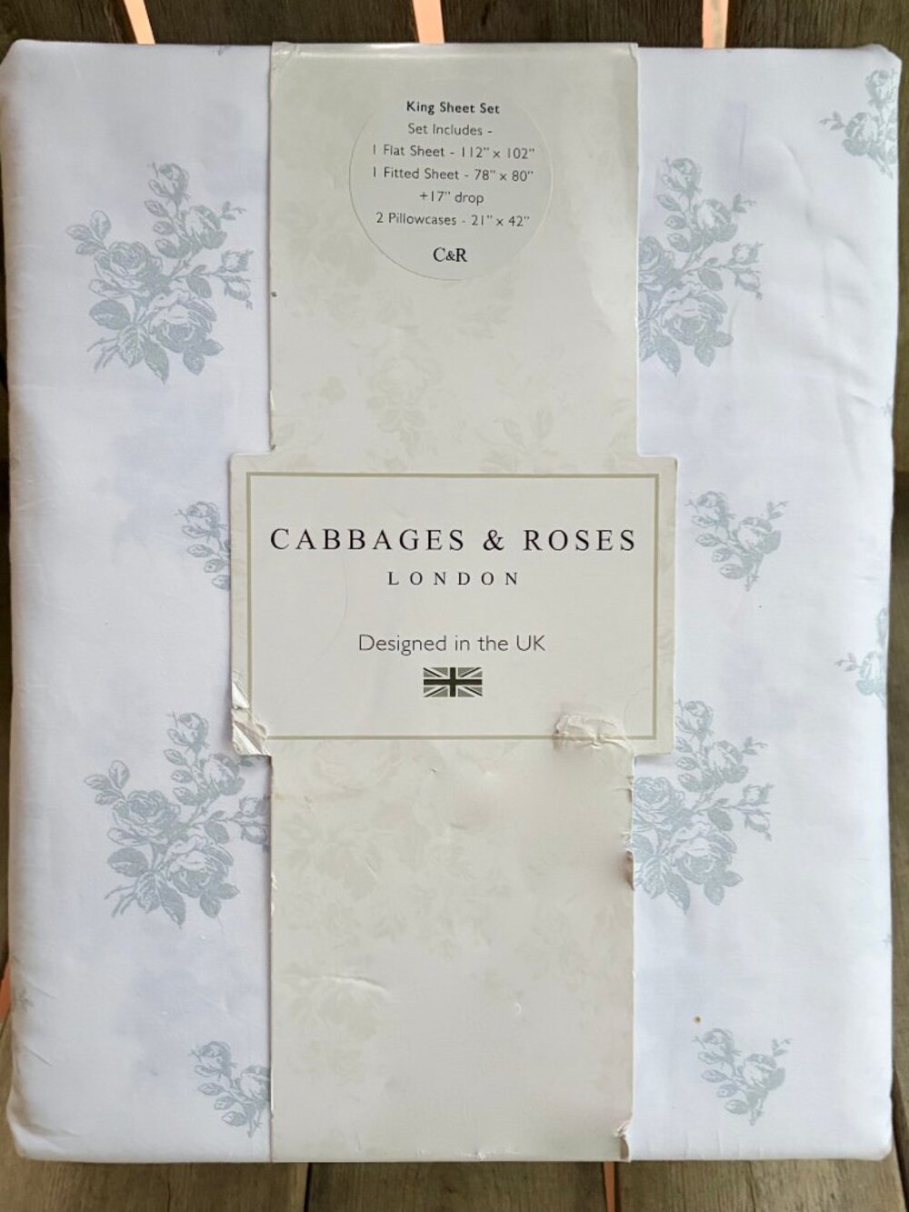 Cabbages & Roses Ditsy Floral (MINERAL) Percale King Size Sheet Set (soft green)